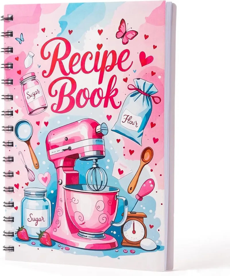 Blank Recipe Book Spiral Notebook My Cookbook Journal 100 Pages DIY Cooking Planner Kitchen Tools Gift for Mom Women