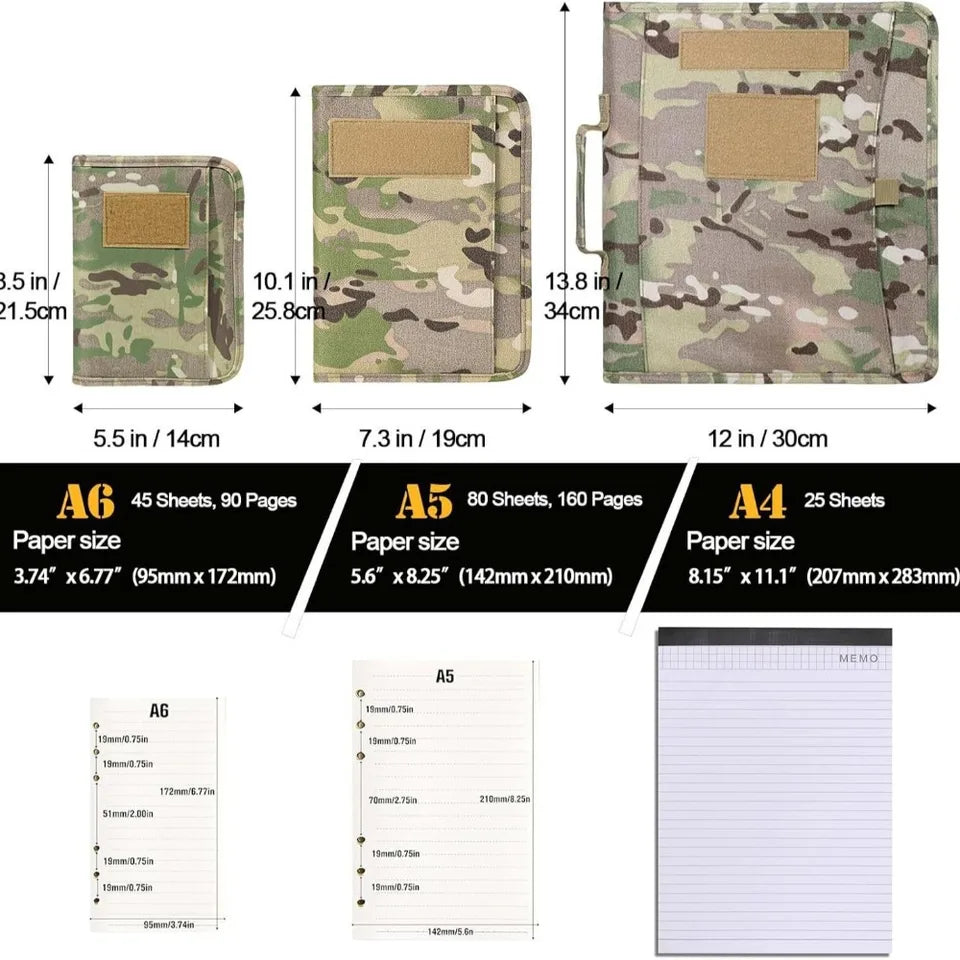Tactical Stationery Outdoor Tactical Notepad Loose-leaf Removable A5 Notebook Case