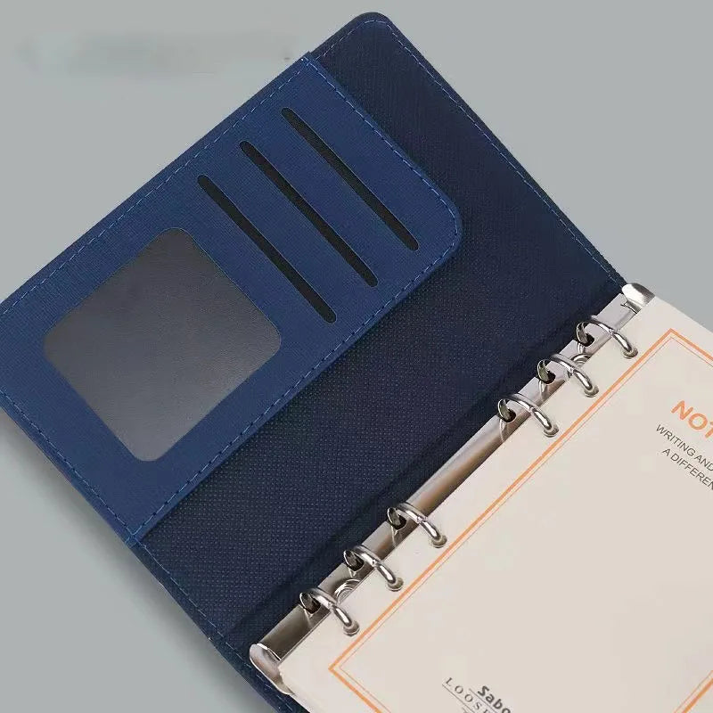 A5 23x17cm 6 Ring Binder PU Clip-on Notebook Leather Loose Leaf Notebook Cover Agenda Planner Organizer School Office Stationery