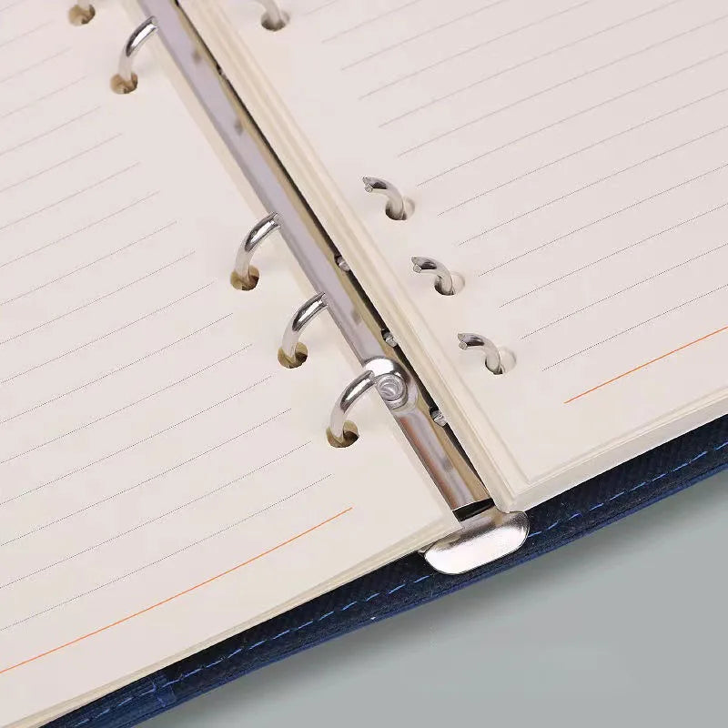 A5 23x17cm 6 Ring Binder PU Clip-on Notebook Leather Loose Leaf Notebook Cover Agenda Planner Organizer School Office Stationery