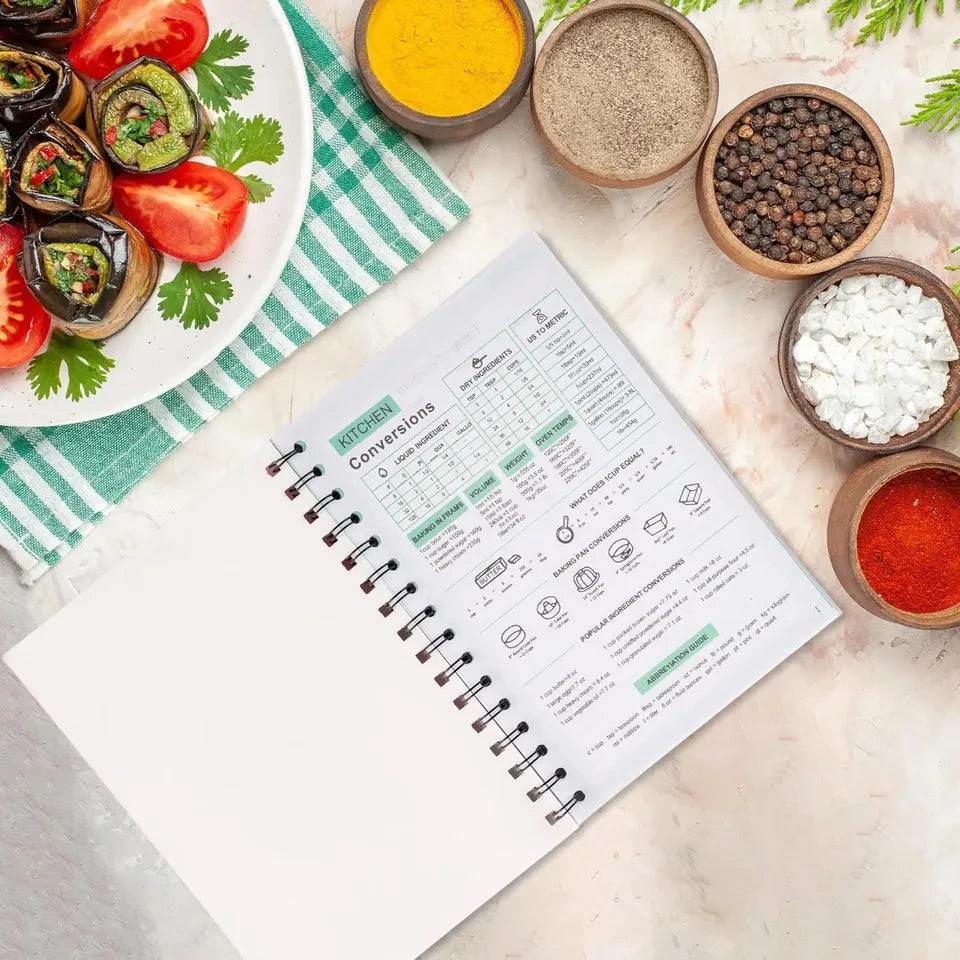 Blank Recipe Book Spiral Notebook My Cookbook Journal 100 Pages DIY Cooking Planner Kitchen Tools Gift for Mom Women